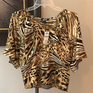 NWT EXPRESS EDITION RACHEL ZOE ANIMAL PRINT TOP    SIZE LARGE